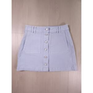 American Eagle Size 4 Super Stretch Corduroy Button Front Mini Skirt Light Blue